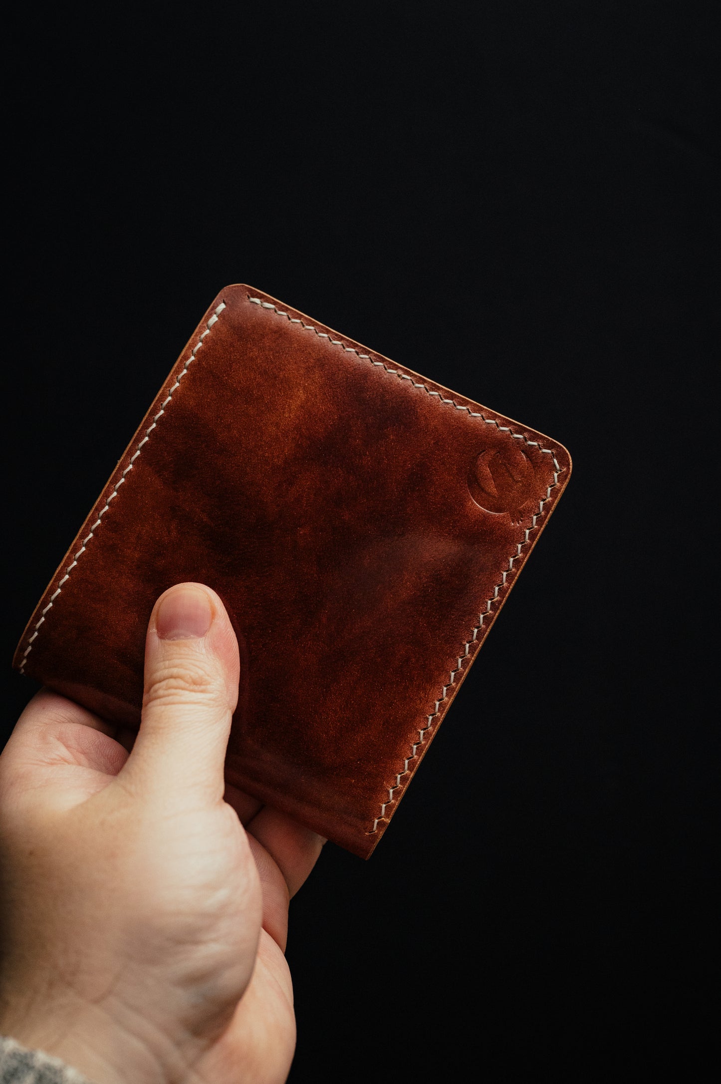 Luxury Handmade Rocado Shell Cordovan Men's Leather Bifold Wallet