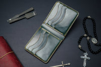 Men’s Pine Green Shell Cordovan Leather Bifold - The Dillon