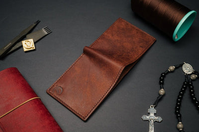 Classic Full Grain Bifold Leather Wallet - The Adams - DarkSkyLeather