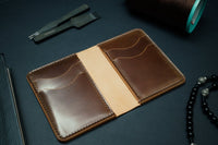 Dark Brown Shell Cordovan Card Wallet - The Morgan - DarkSkyLeather