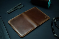 Dark Brown Shell Cordovan Card Wallet - The Morgan - DarkSkyLeather