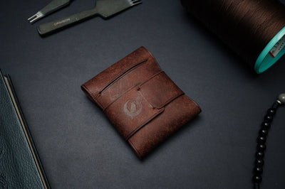 Full Grain Leather Minimalist Card Wallet - The Paulie - DarkSkyLeather