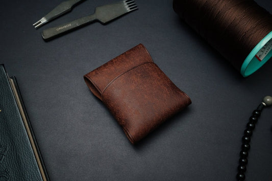 Full Grain Leather Minimalist Card Wallet - The Paulie - DarkSkyLeather