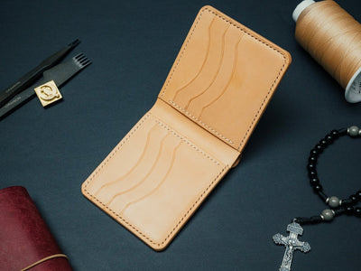 Museum Cognac shell cordovan bifold wallet — The Dillon, hand-stitched by Dark Sky Leather (alternate view)