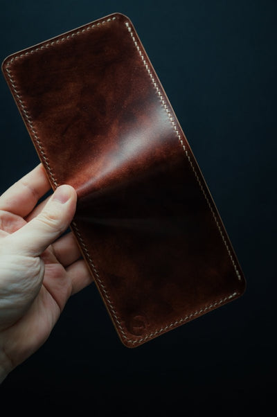 Museum Cognac Shell Cordovan Bifold - The Dillon - DarkSkyLeather
