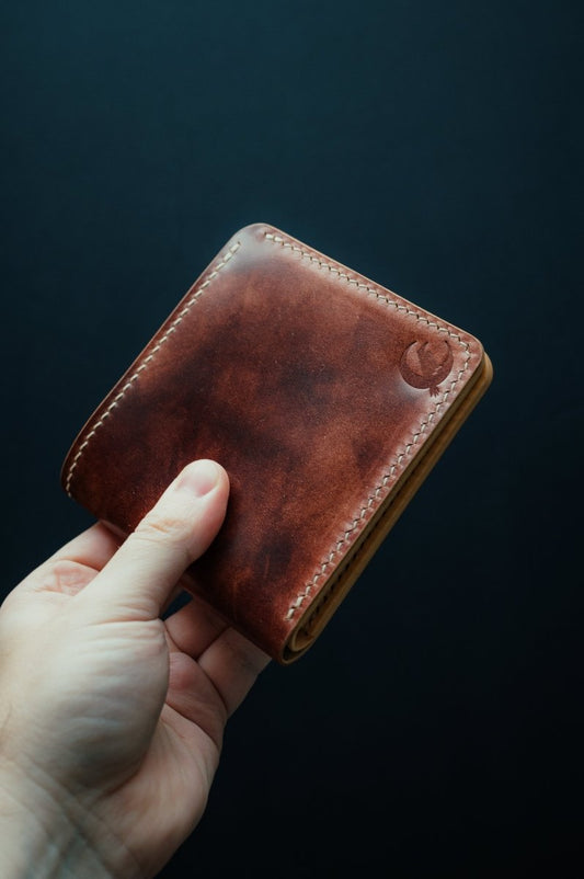 Museum Cognac Shell Cordovan Bifold - The Dillon - DarkSkyLeather