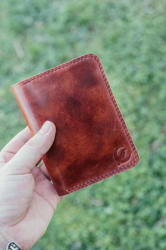 Museum Cognac Shell Cordovan Vertical Bifold Wallet - The Morgan - DarkSkyLeather