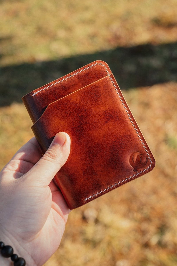 Shell cordovan and full grain leather vertical bifold — The Hosea by Dark Sky Leather