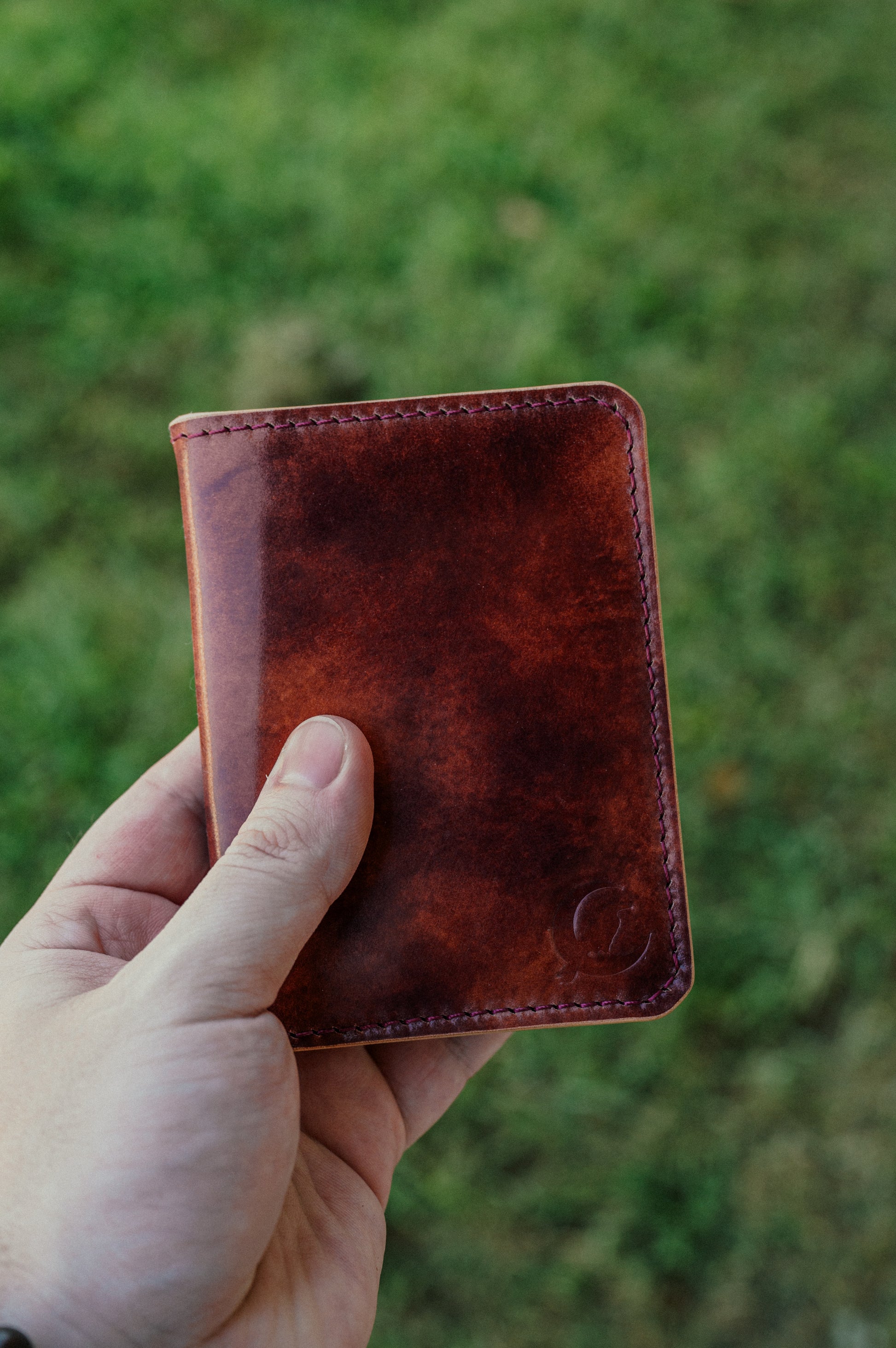 Shell Cordovan Vertical Card Leather Wallet - The Morgan | handmade leather wallet made in usa gift for husband son boyfriend fathers day - DarkSkyLeather