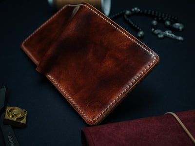 Hand stitched Shell Cordovan Bifold - The Dillon