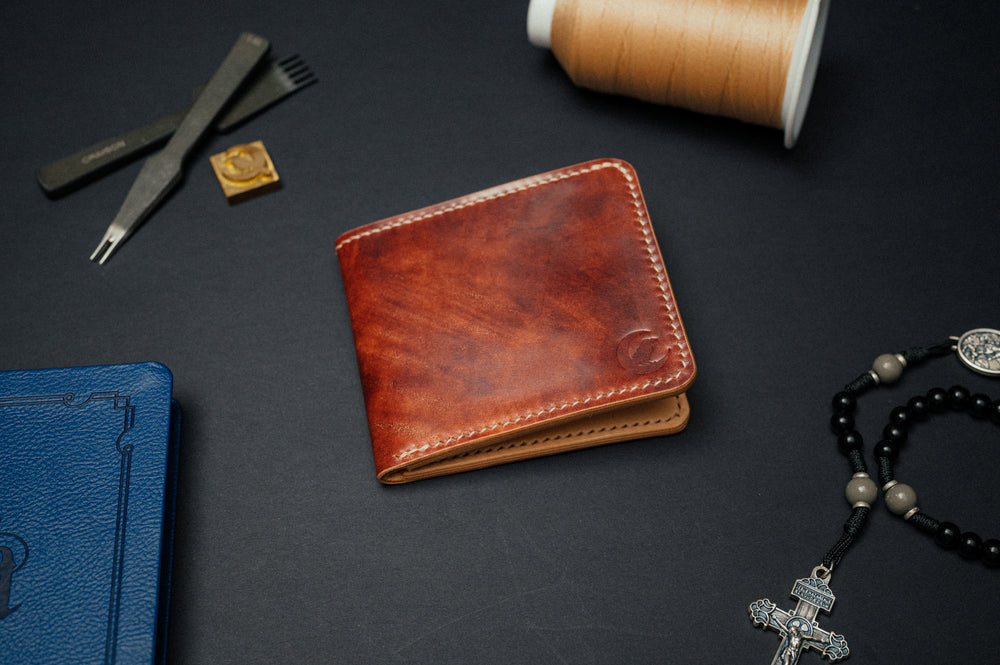 Hand stitched Shell Cordovan Bifold - The Dillon