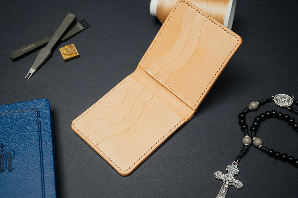 Hand stitched Shell Cordovan Bifold - The Dillon