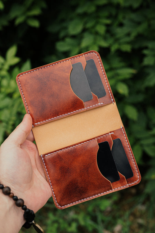 The Morgan - Handmade Shell Cordovan Men's Vertical Leather Bifold Wallet