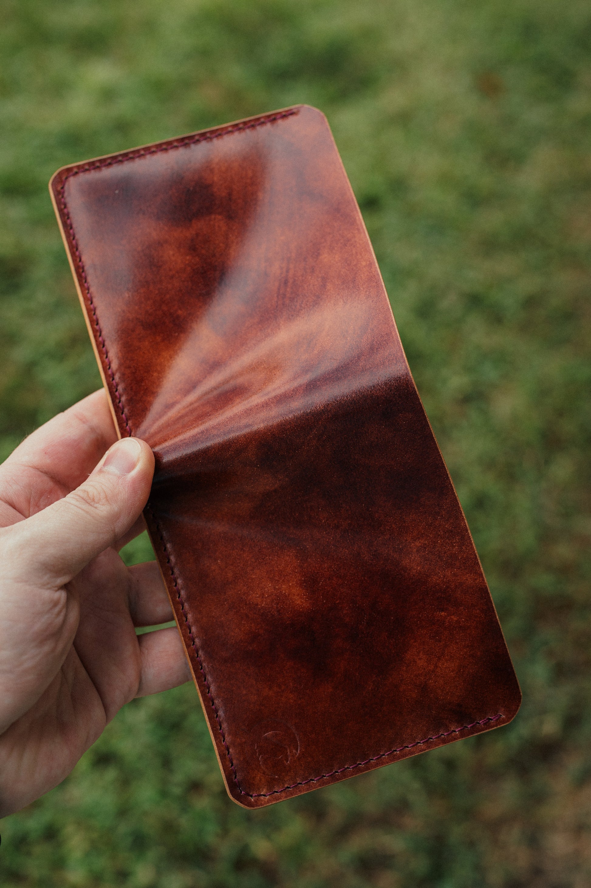 Shell Cordovan Leather Bifold Billfold Wallet - The Dillon | handmade leather wallet made in usa gift for husband son boyfriend fathers day - DarkSkyLeather