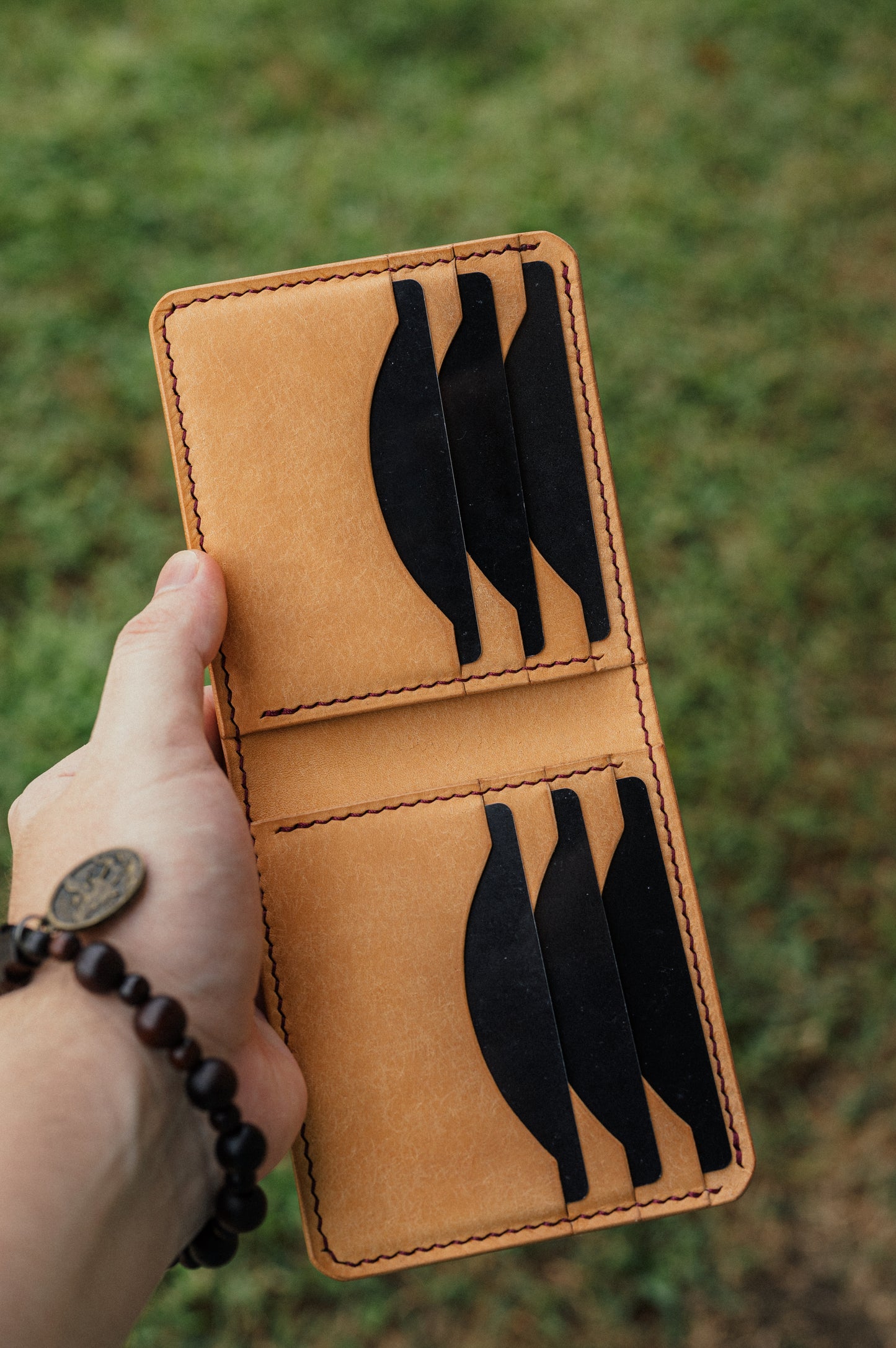 Shell Cordovan Leather Bifold Billfold Wallet - The Dillon | handmade leather wallet made in usa gift for husband son boyfriend fathers day - DarkSkyLeather