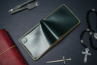 Men’s Pine Green Shell Cordovan Leather Bifold - The Dillon