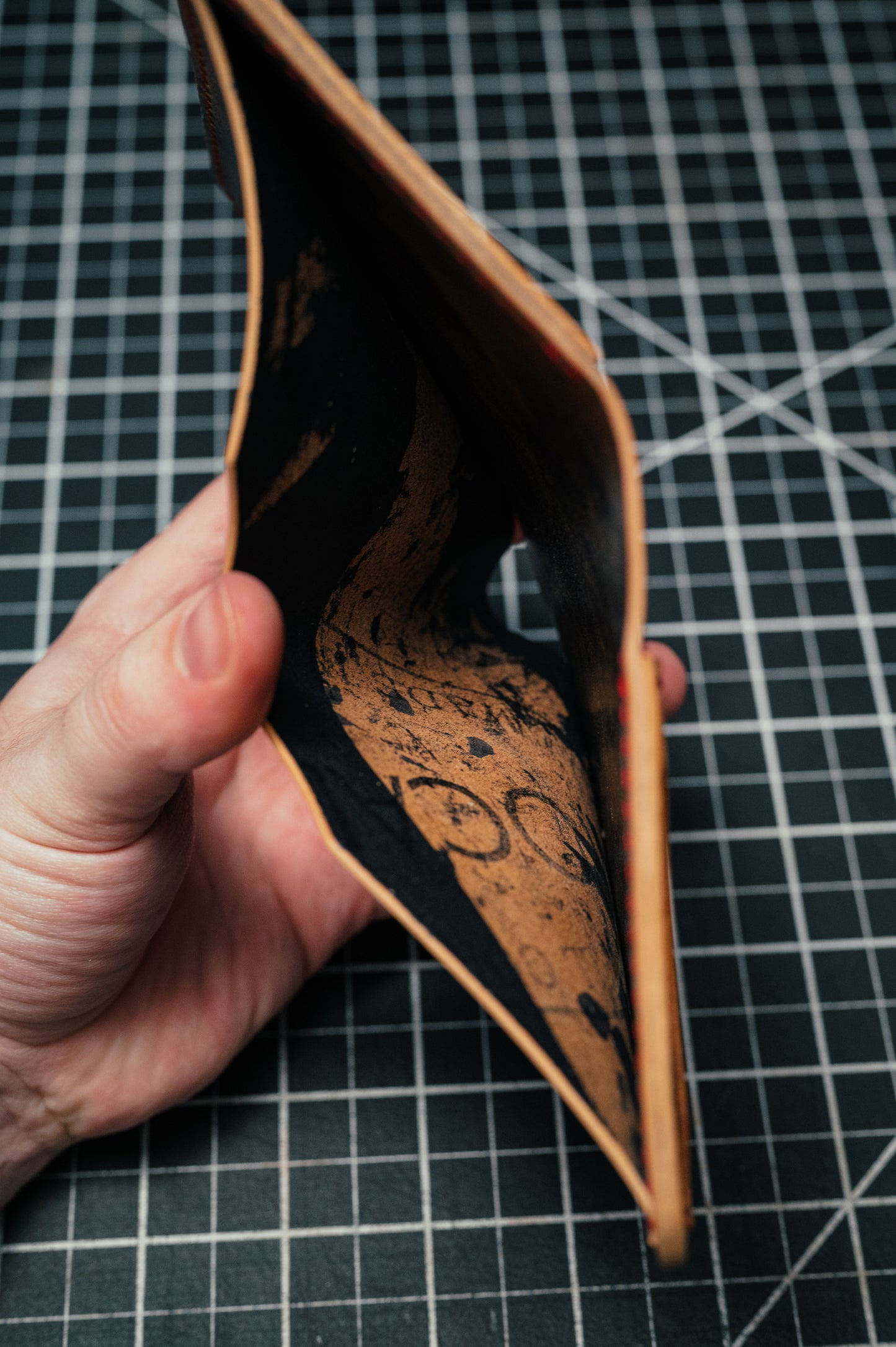 Marbled Black Rocado Shell Cordovan & Full Grain Bifold Card Wallet - The Hosea