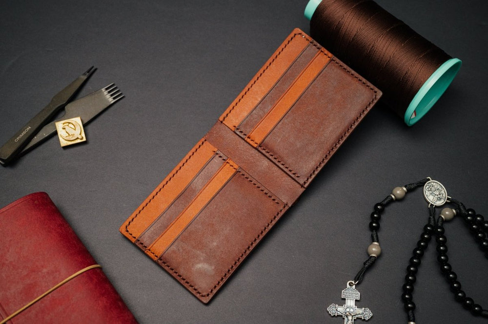 Classic Full Grain Bifold Leather Wallet - The Adams - DarkSkyLeather