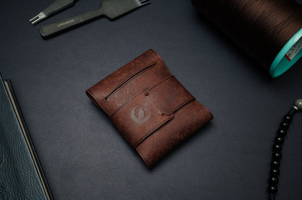 Full Grain Leather Minimalist Card Wallet - The Paulie - DarkSkyLeather