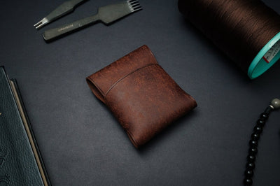 Full Grain Leather Minimalist Card Wallet - The Paulie - DarkSkyLeather