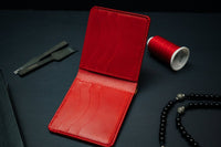 Men’s Red Shell Cordovan & Full Grain Leather Bifold - The Dillon - DarkSkyLeather