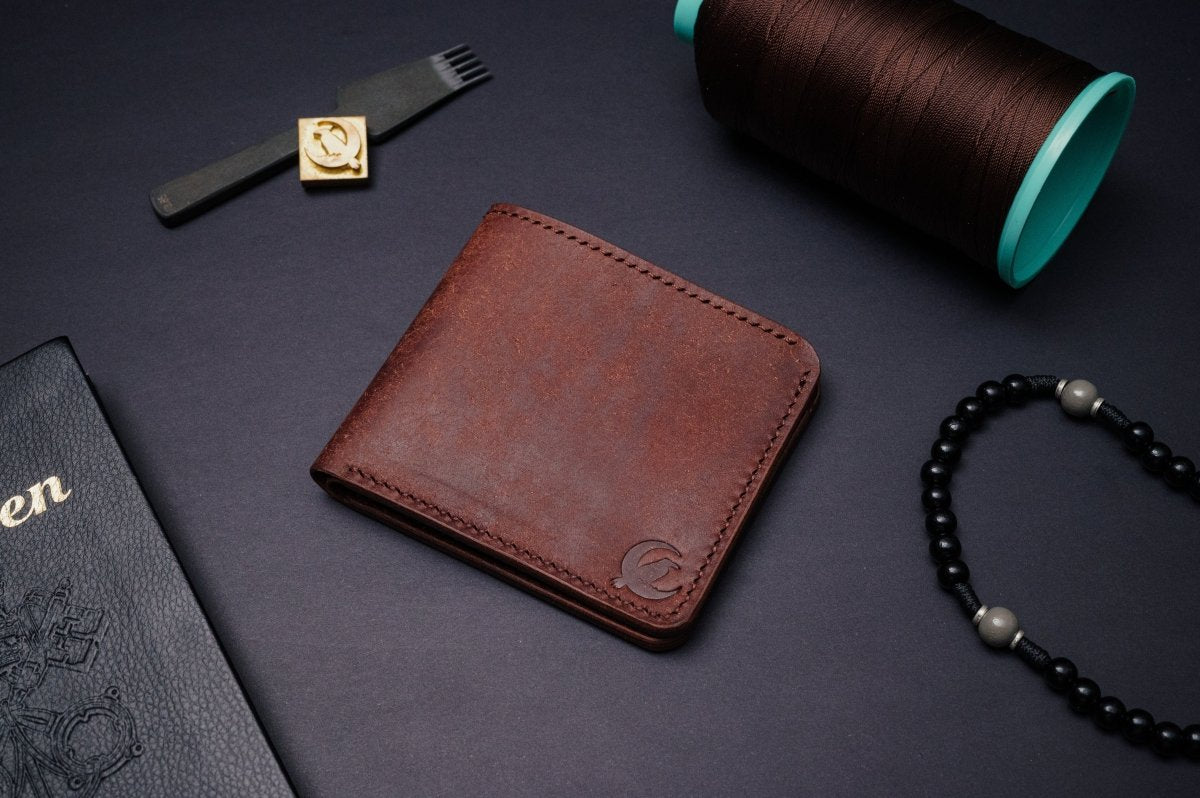The Dillon - Handmade Full - Grain Leather Bifold Wallet - DarkSkyLeather