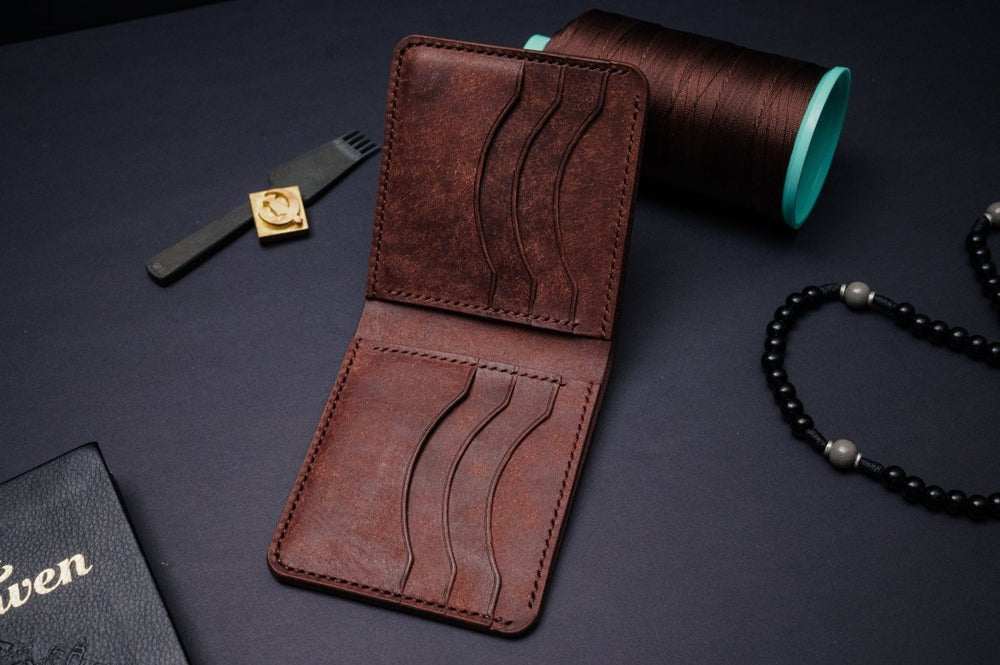 The Dillon - Handmade Full - Grain Leather Bifold Wallet - DarkSkyLeather