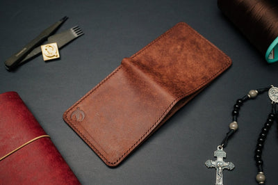 The Dillon - Handmade Full-Grain Leather Bifold Wallet - DarkSkyLeather