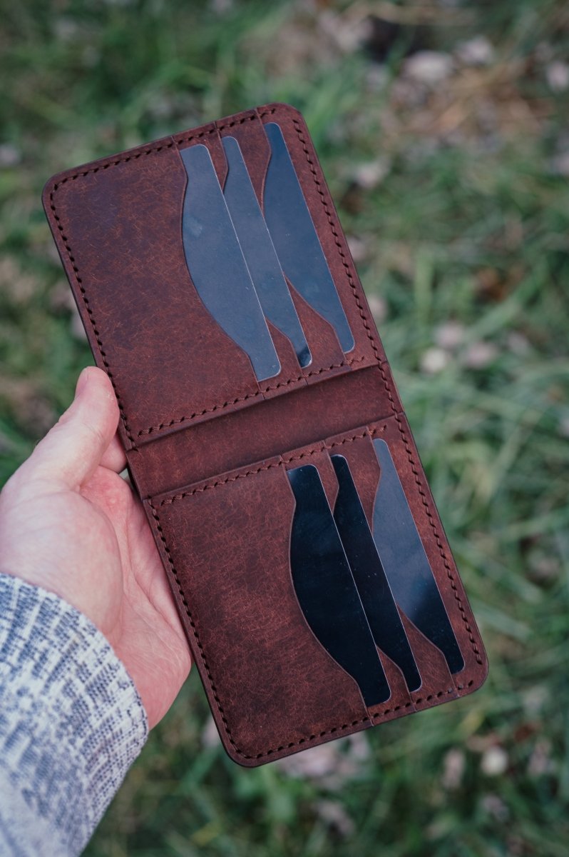 The Dillon - Handmade Full - Grain Leather Bifold Wallet - DarkSkyLeather